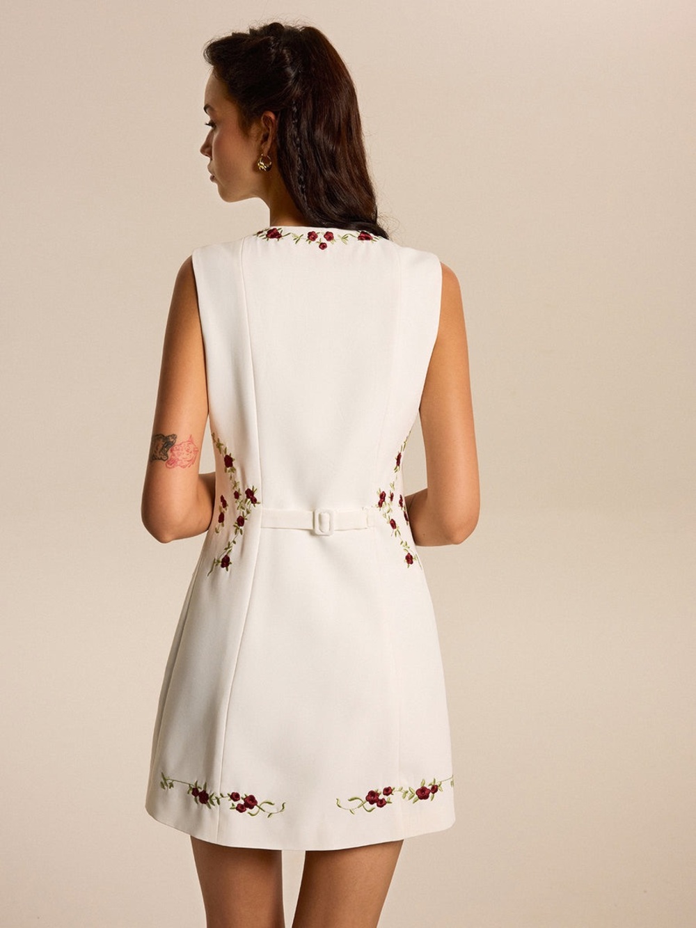 Commense White Embroidered Floral Button Front Mini Dress Size XL - Picture 2 of 8